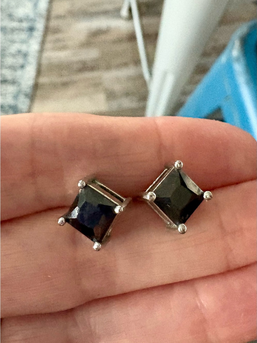 WHBM - Sterling Silver Black Square Stud Earrings - Classic Women Jewelry